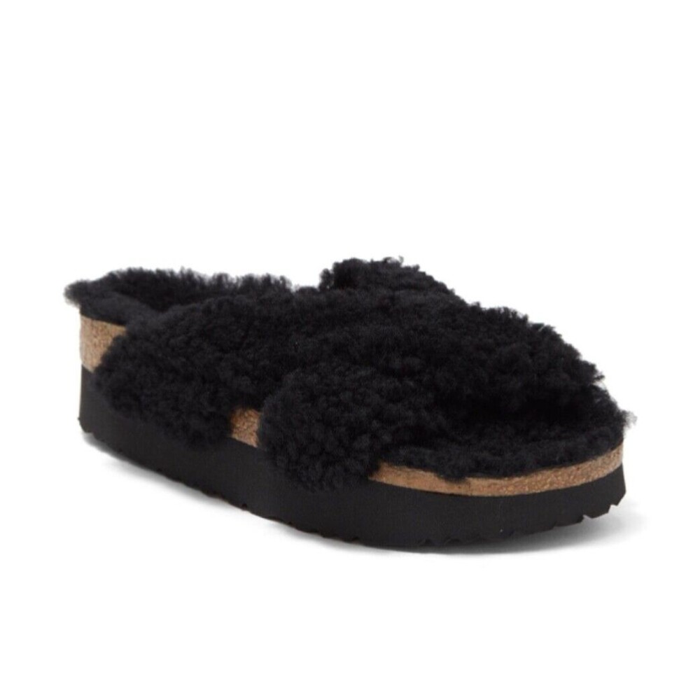 Birkenstock Black Shearling Crossband Clog
